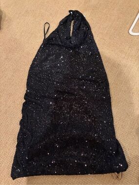 Gianni Bini Black Sequin Halter Mini Dress